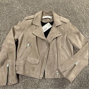 IRO Women's Beige/Grey Suede Leather Jacket size 38